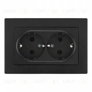 Розетка двойная с/з и шторками Arte Milano SET06-double-40-2 black