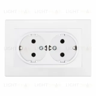 Розетка двойная с/з и шторками Arte Milano SET06-double-40-2 white