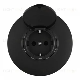 Розетка круглая с/з и шторками, защитной крышкой и рамкой Arte Milano SET08-1-41-1 black