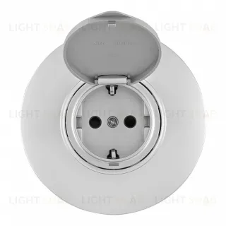 Розетка круглая с/з и шторками, защитной крышкой и рамкой Arte Milano SET08-1-41-1 silver