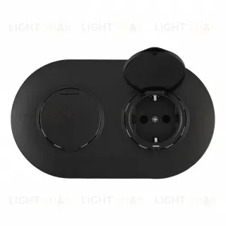 Круглая розетка двойная (двухпостовая) с/з и шторками Arte Milano SET08-2-41-1x2 black
