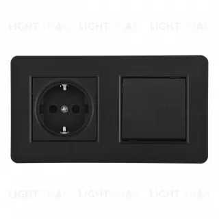 Выключатель одноклавишный с розеткой Arte Milano SET16-2-40-1-30-1 black