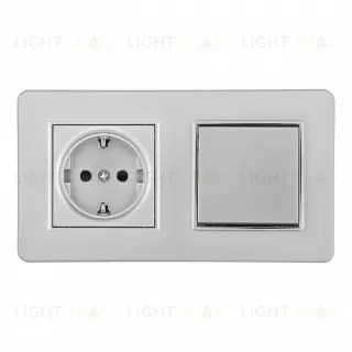 Выключатель одноклавишный с розеткой Arte Milano SET16-2-40-1-30-1 silver