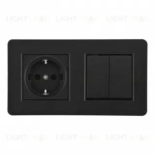 Выключатель двухклавишный с розеткой Arte Milano SET16-2-40-1-30-2 black