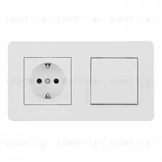 Выключатель одноклавишный с розеткой Arte Milano SET16-2-40-1-30-1 white