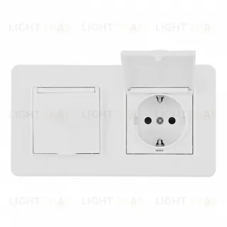 Розетка двойная (двухпостовая) с/з и шторками Arte Milano SET16-2-41-1x2 white