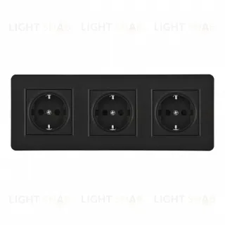 Розетка тройная (трехпостовая) с/з и шторками Arte Milano SET16-3-40-1x3 black