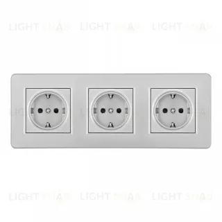 Розетка тройная (трехпостовая) с/з и шторками Arte Milano SET16-3-40-1x3 silver