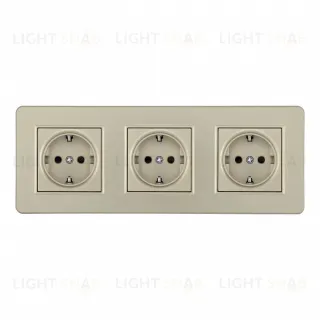 Розетка тройная (трехпостовая) с/з и шторками Arte Milano SET16-3-40-1x3 shampan