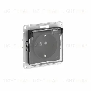 Розетка с зазем. со шт. с прозрач. крыш, 16А, IP44, мех., быстрозажим. Клем Systeme Electric AtlasDesign Aqua Карбон ATN441046S