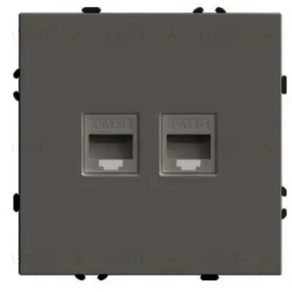 Розетка компьютерная 2-местная RJ-45 (механизм) Stekker Эмили RST00-5111-09 антрацит soft touch 49926