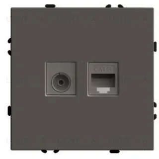 Розетка TV + компьютерная RJ-45 (механизм) Stekker Эмили RST00-5106-09 антрацит soft touch 49924