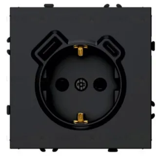 Розетка 1-местная з/ш с/з 16А + USB + Type C (механизм) Stekker Эмили 250В 20W черный уголь soft-touch RST16-5119-05 50218