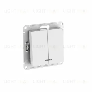 Выключатель 2-клавишный с подсвет.,сх.5а, 10АХ, Systeme Electric AtlasDesign Белый ATN000153S