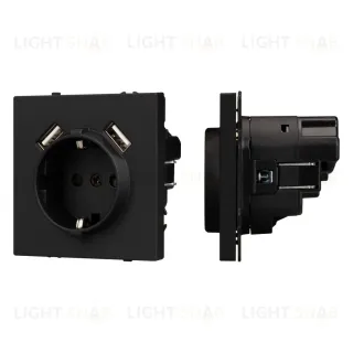 Механизм розетки с USB зарядкой Arlight SCT-NOBE-MUAA-SFPL-BK (230V, 16A) 054289