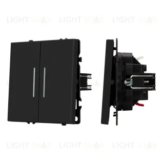 Механизм выключателя двухклавишный проходной Arlight LED SWT-NOBE-MKP2-SFPL-L-BK (230V, 10A) 054267