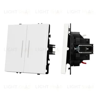 Механизм выключателя двухклавишный проходной Arlight LED SWT-NOBE-MKP2-SFPL-L-WH (230V, 10A) 054240