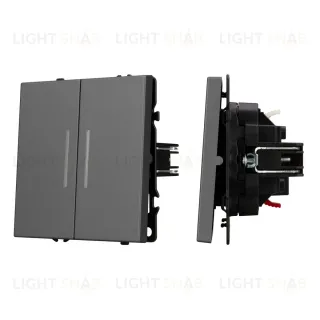 Механизм выключателя двухклавишный проходной Arlight LED SWT-NOBE-MKP2-SFPL-L-GR (230V, 10A) 054269