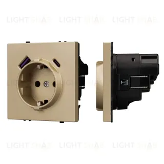 Механизм розетки с USB зарядкой Arlight SCT-NOBE-MUAC-SFPL-GD (230V, 16A) 054286