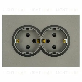 Розетка 2-местная с защитной шторкой Stekker Эмили с/з 250В 16А RST16-5114-09 антрацит soft touch 49934