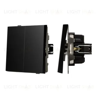 Механизм выключателя двухклавишный непроходной Arlight SWT-TENDO-MK02-PL-BK (230V, 10A) 054059