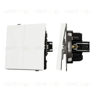 Механизм выключателя двухклавишный непроходной Arlight SWT-TENDO-MK02-SFPL-WH (230V, 10A) 054547
