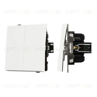 Механизм выключателя двухклавишный проходной Arlight SWT-TENDO-MKP2-SFPL-WH (230V, 10A) 054556