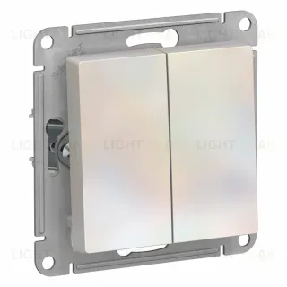 Выключатель 2-клавишный с самовозвратом, сх.2, 10А, механизм Systeme Electric AtlasDesign Жемчуг ATN000417