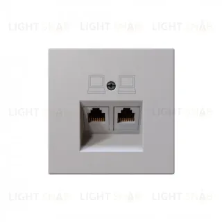 Интернет-розетка RJ45 двойная с накладкой, цвет Черный матовый (soft touch) Jasmart FD6106PWM