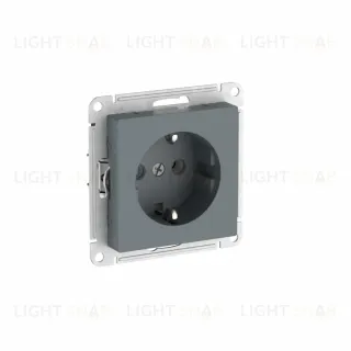 Розетка с заземлением, 16А, мех., быстрозажим. Клем Systeme Electric AtlasDesign Грифель