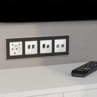 Лицевая панель Alfa (Белый матовый) для компьютерной/телефонной + TV розетки RJ-45/RJ-11 Quant Ambrella Volt AP1325