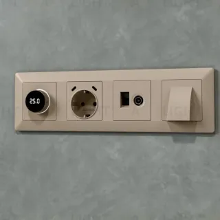 Лицевая панель Alfa (Серо-бежевый матовый) для вывода кабеля Quant Ambrella Volt AP3758