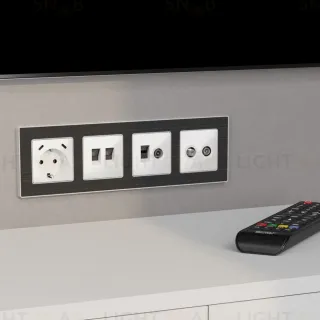 Комплект механизма розетки компьютерной + TV оконечной RJ-45 с автоматической защитной шторкой Alfa Белый глянец Quant Ambrella Volt MA112510 (AP1125, VM195)
