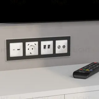Комплект механизма компьютерной двойной розетки RJ-45 с автоматической защитной шторкой Alfa Белый глянец Quant Ambrella Volt MA112110 (AP1121, VM189)