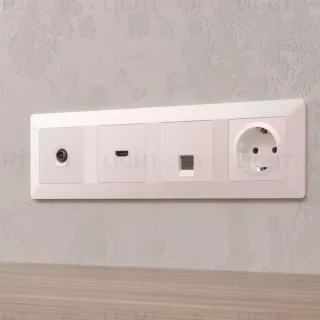 Комплект механизма компьютерной розетки RJ-45 экранированной с автоматической защитной шторкой Alfa Жемчуг Quant Ambrella Volt MA212005 (AP2120, VM185)