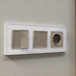 Комплект механизма 2-клавишного перекрестного выключателя 10A-250V Alfa Серо-бежевый матовый Quant Ambrella Volt MA363030 (AP3630, VM125)