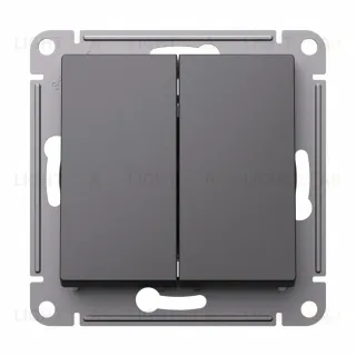 Переключатель 2-клавишный перекрестный, 2 x сх. 7, 10АХ, механизм Systeme Electric AtlasDesign Базальт ATN001473