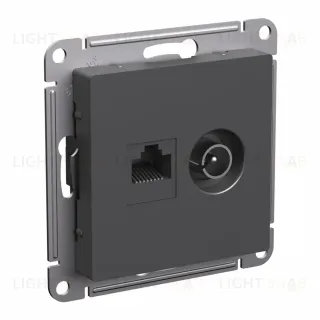 Розетка двойная ТВ + компьютерная RJ45, кат. 5Е Systeme Electric AtlasDesign Базальт ATN001489