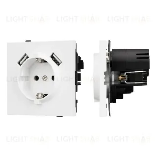 Механизм розетки с USB зарядкой Arlight SCT-TENDO-MUAA-PL-WH (230V, 16A) 054082