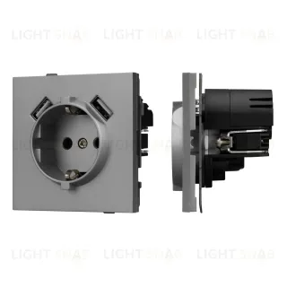 Механизм розетки с USB зарядкой Arlight SCT-TENDO-MUAA-PL-GR (230V, 16A) 054084