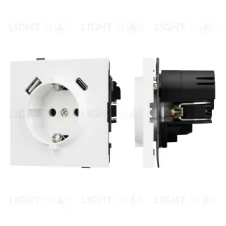 Механизм розетки с USB зарядкой Arlight SCT-TENDO-MUAC-PL-WH (230V, 16A) 054086 054086