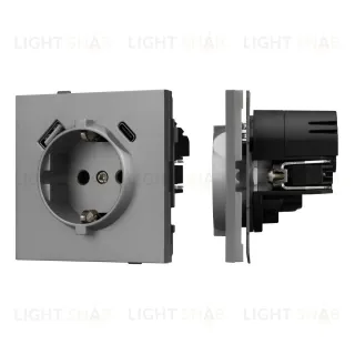 Механизм розетки с USB зарядкой Arlight SCT-TENDO-MUAC-PL-GR (230V, 16A) 054088