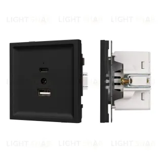 Механизм USB розетки Arlight SCT-TENDO-MUAC-SFPL-BK (5V, 3A, QC3) 054536