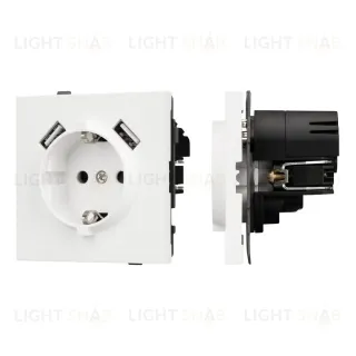 Механизм розетки с USB зарядкой Arlight SCT-TENDO-MUAA-SFPL-WH (230V, 16A) 054606