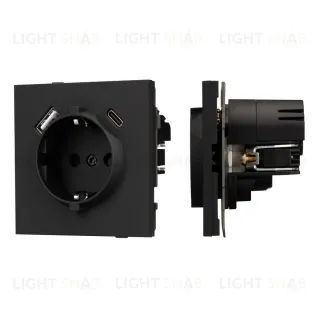 Механизм розетки с USB зарядкой Arlight SCT-TENDO-MUAC-SFPL-BK (230V, 16A) 054607