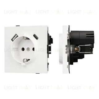 Механизм розетки с USB зарядкой Arlight SCT-TENDO-MUAC-SFPL-WH (230V, 16A) 054610