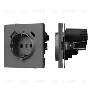 Механизм розетки с USB зарядкой Arlight SCT-TENDO-MUAC-SFPL-GR (230V, 16A) 054609