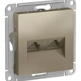 Розетка двойная компьютерная RJ45+RJ45, кат.5E, механизм Systeme Electric AtlasDesign Шампань ATN000585
