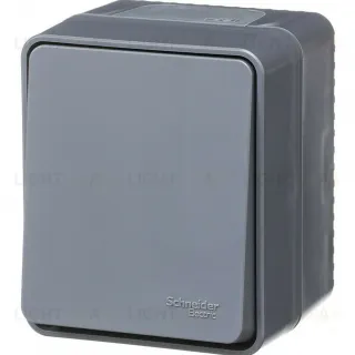 Выключатель кнопочный 1-клавишный 10 АХ Systeme Electric AtlasDesign Profi54 Наруж Антрацит ATN544015
