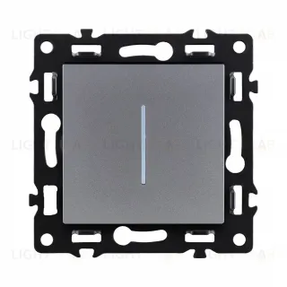 Выключатель 1-клавишный проходной 10А/250В с LED подсветкой, серый Kollinger Asthetik AS-008GY